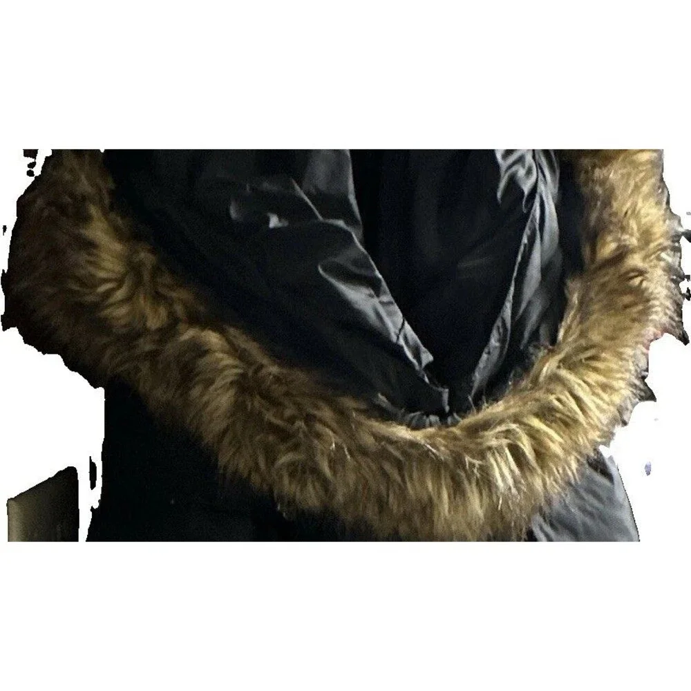 Michael Kors Women’s Black Long Puffer Coat 2X Faux Fur Hood Winter Jacket